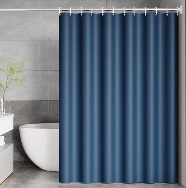 Vattentätt Duschdraperi 120x200 cm Mörkblått Mögelresistent Badrumsfoder med Krokar Ingår