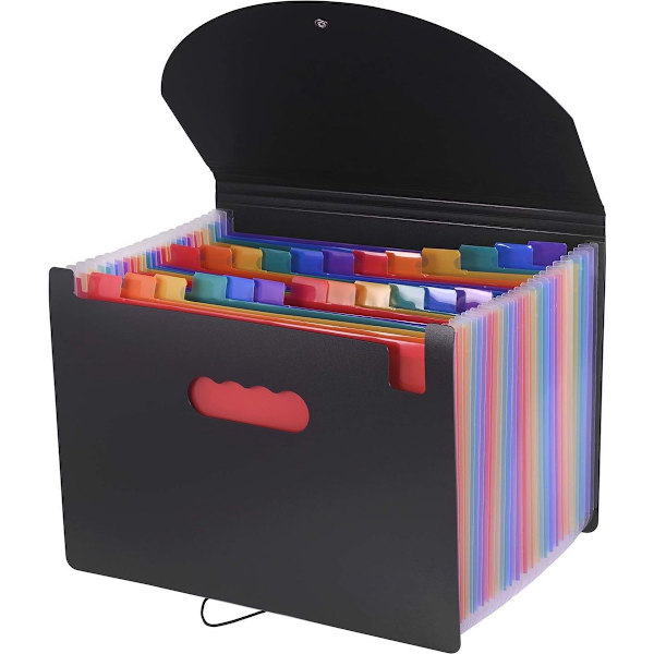 Document Folder - A4 - Fireproof Fan Folder - Writing Folder A4 - 25 Compartments - Document Folder - Transparent Plastic Folder for Paper Storage