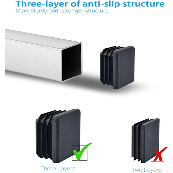 25 st plast fyrkantsrör pluggar, möbelbenskydd, metallrörsplugg, hållbar, halkfri och praktisk, 40x40mm inre fyrkantig plastplugg{EE}