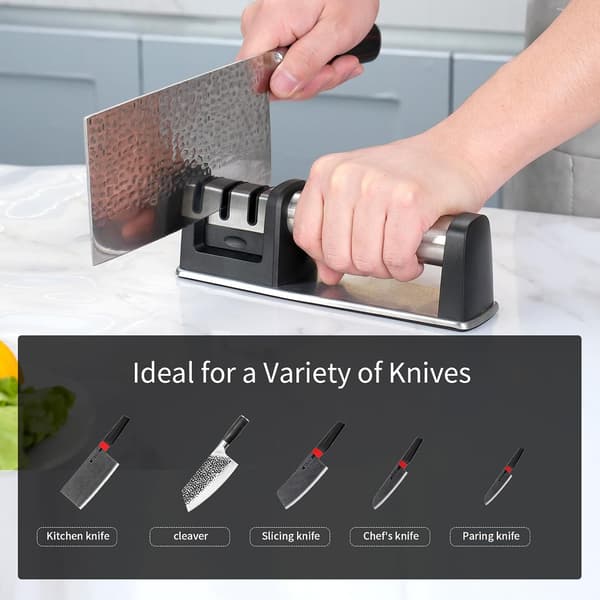 Knivsliber med Wolframstål, Sort Køkkenknivslibeværktøj