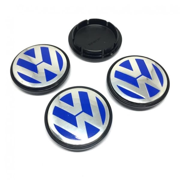 4-pack - Volkswagen VW Center Caps / Wheel Hub Emblems - Bi 63 63 65 mm Blå
