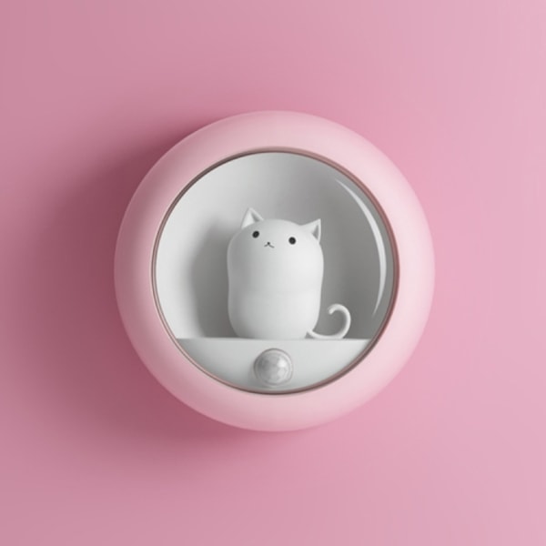 DZ-K610 Natlampe med menneskekropsinduktion, søde kæledyr, soveværelsesatmosfærelys, USB-skabsvæglampe (Pink)