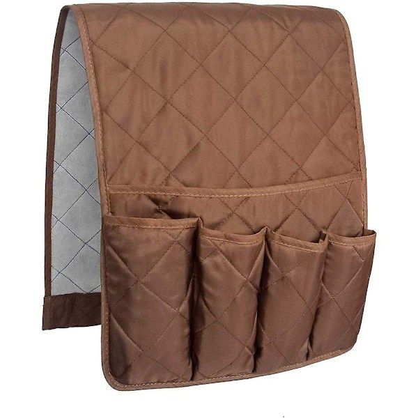 Soffa Armstöd Organizer Halksäker Caddy Väska för Soffa Armstöd Förvaringsväska för Telefon Böcker Tidningar TV-Fjärrkontroll brown
