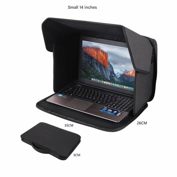 Laptop Privacy Screen - Anti-genskin computerskærmcover - Sammenfoldelig solskærm til 12-14 tommer bærbare computere Sort