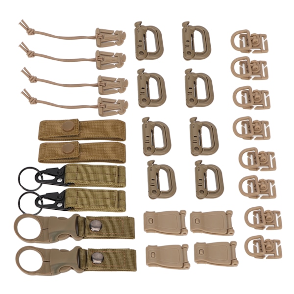30 st Molle Fästen D-spänne Ryggsäck Spänne Nylonrem Ryggsäckstillbehör för Picknick Camping Resor Jordfärg 0.4