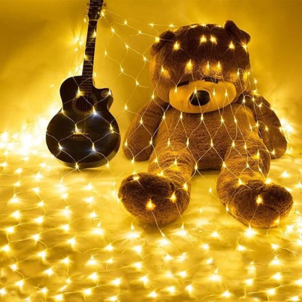 192 LED ljusnät 3 x 2 m varmvitt ljusslinganät för jul,