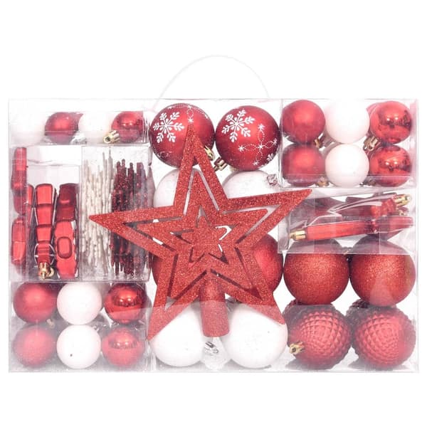 vidaXL Christmas Balls 108 pcs Red and White Röd 1060