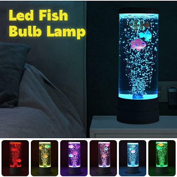 Lava Lampe Fantasy Natlampe og 3 Fisk Jellyfish Lampe LED Akvarium Lava Natlampe med USB Børn Voksne Hjem Soveværelse Kontor Dekorativ Gave