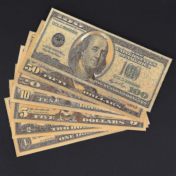 Kultakoristeet US Gold Banknote 1/2/5/10/20/50/100 Dollar Värikäs Kultafolio Seteli Seteli Muoti Metalli Käsityöt