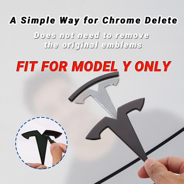 Model Y Tilbehør til Tesla Emblem Mærkat 2 stk./sæt 2024 2023 2022 2021 2020 Logo Mærkat (Sort)