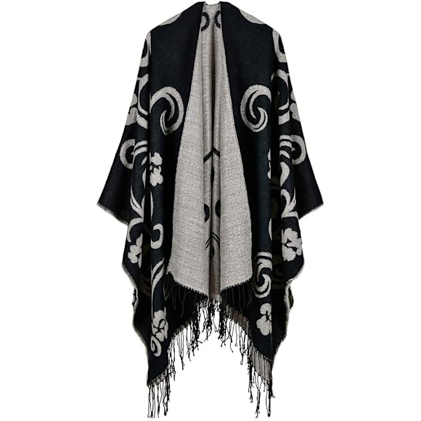 150*130cm Naisten Poncho Pitkä Viitta Neulottu Huivi