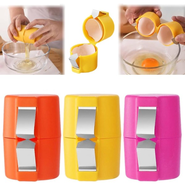 3-pakning Eggeskallåpner, 2025 Ny Eggknuser for Rå Egg, Håndholdt Eggknekker Multifunksjonell Eggkutter Eggknuser og Separator