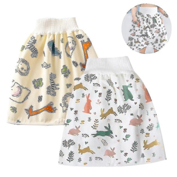 2 Pieces Kids Diaper Skirt Shorts Washable Baby Potty Training Skirts Kids For Baby Boy Girl Night Time Sleeping