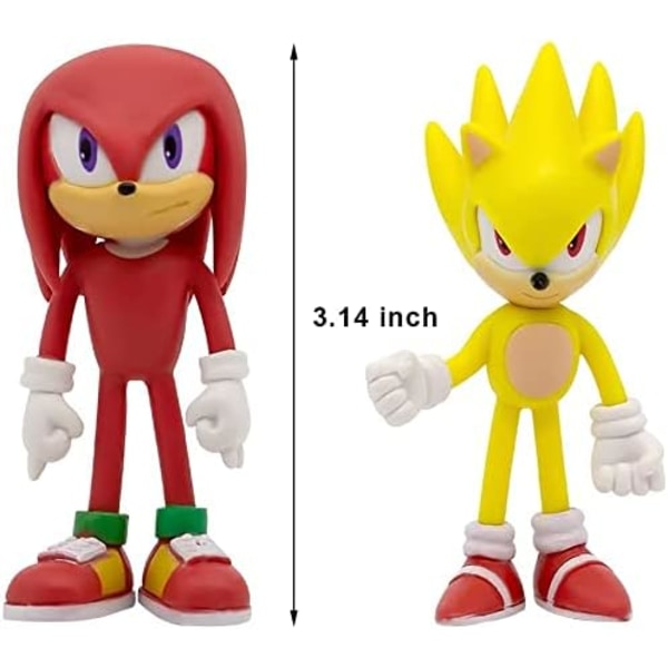 Sonic Actionfigurer, 8 cm høye, Sonic Leker, Sonic Actionfigur Samleobjekter (6-pakning)