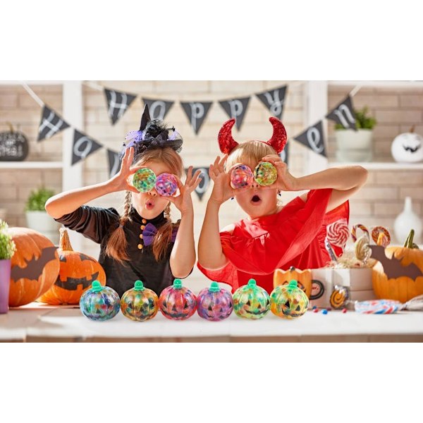 6-pak Halloween Klemmeleker, Halloween Stressballer Gresskarleker Fidgetleker for Barn Voksne Festgaver