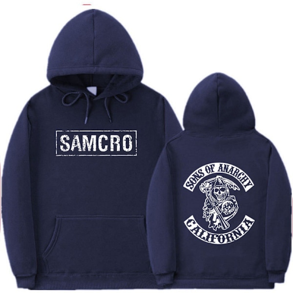 Sons Of Anarchy Samcro Hoodie Dobbeltsidet Trykt Hoodie Shirt Top Blå Blue XL