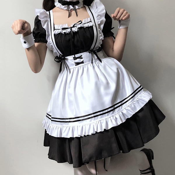 Söt Maid Cosplay-dräkt för kvinnor, Kortärmad Retro Maid