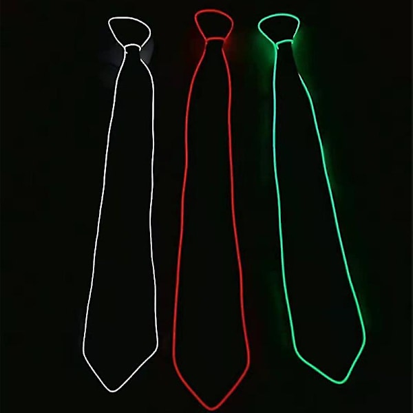 Lysende slips med LED-lys til Halloween, jul, ravefest, show, kostumetilbehør (XL)