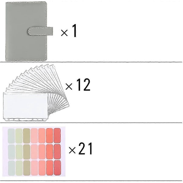 A6 Budget Binder med kontantkuvert, PU læder notesbog - Grøn--grøn
