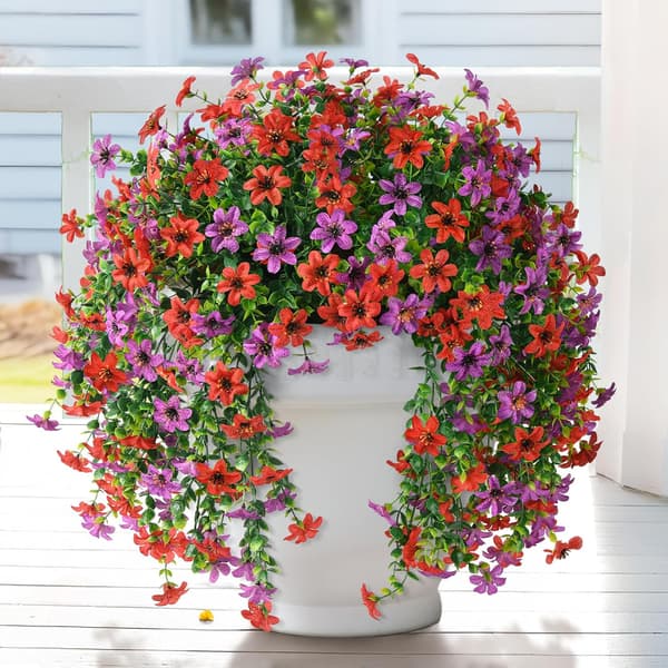 Kunstige hængeblomster 2-pak silkemargueritter med eukalyptus til haven red