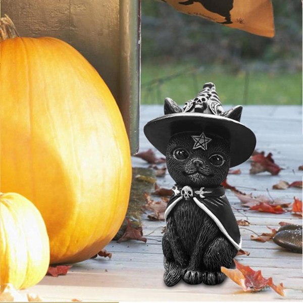 4 st Söta Svarta Katt Tomtar, Katt Halloween Dekorationer Gräsmatta Tomte Prydnad Harts Skrivbord Prydnad Rolig Utomhus Trädgårdsstaty Figur Utomhus