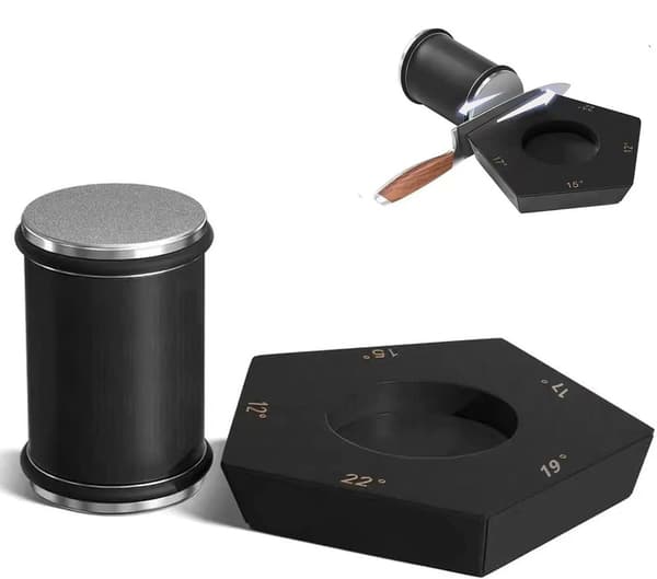 Knife Sharpener with Rollers, with Industrial Diamond at 12, 15, 17, 19 & 22 Degrees for Knife Sharpening, Knife Sharpening System with Rollers Black black