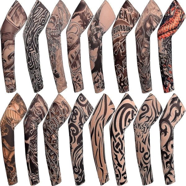 8 stk. Armblomster Armtatovering Mænd og Kvinder Sommer Solbeskyttelse Armærmer Tilfældige Farver