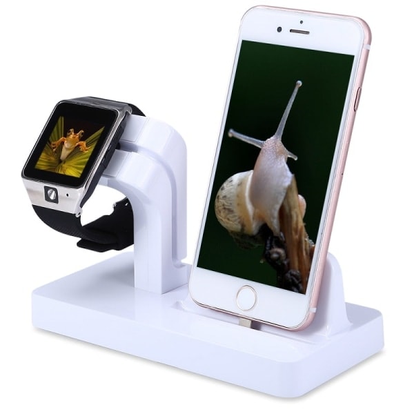 TG USB Opladningsstander Kompatibel med Apple Watch og iPhone - Hvid