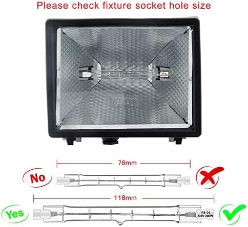 5-pak R7S halogenlampe 118mm 200W 230V, R7S halogenstav 118mm, R7S halogenlampe dimmbar halogenstavlampe