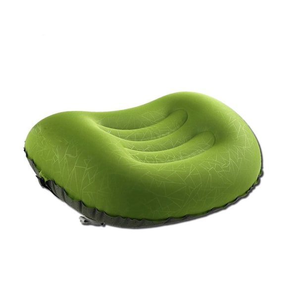 Ultralet bærbart kompakt oppusteligt lændestøtte nakkestøttepude grøn
