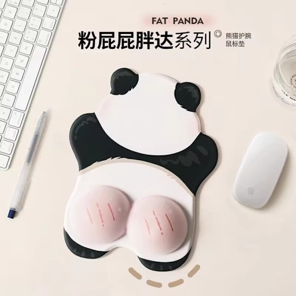 Rosa Panda Musmatta Handledsstöd Flickor Söt Halkfri Dator Kontor Högkvalitativ Silikon Tangentbord Handstöd Handled Lucky Panda-Set