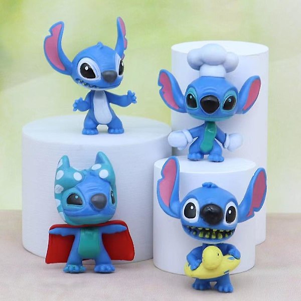 PVC Stitch 10-osainen kakunkoriste-setti Lilo ja Stitch anime kädessä pidettävä hahmokapseli