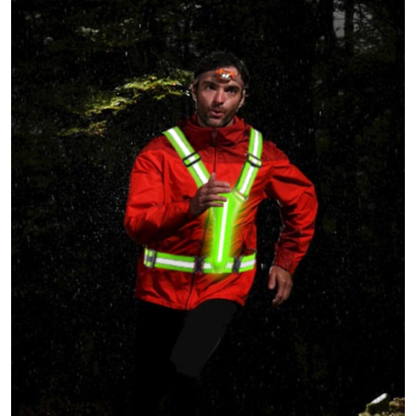 LED Refleksvest USB Genopladelig Løbeudstyr Natlys Vest Sikkerhedsudstyr Justerbar Elastisk Størrelse Natløb LED