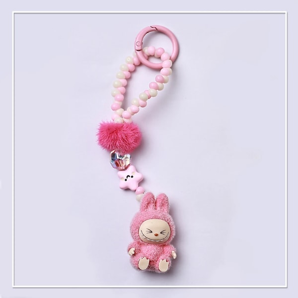 Kawaii Mini Labubu Nyckelring Tecknad Kreativ Tredimensionell Docka Studenter Skolväska Hänge Bil Nyckelring Kvinnor och Män Gåvor C