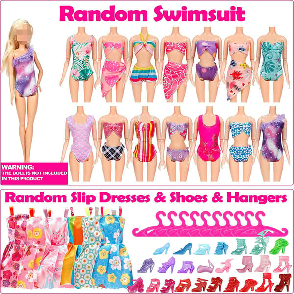 50 stk/sæt Barbie dukke kjoler sko smykker tøj tilbehør D