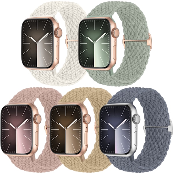 Flätat Solo Loop-armband kompatibelt med Apple Watch Band 40mm 38mm 41mm för kvinnor och män, justerbart elastiskt sportarmband i nylon AA A 38/40/41mm