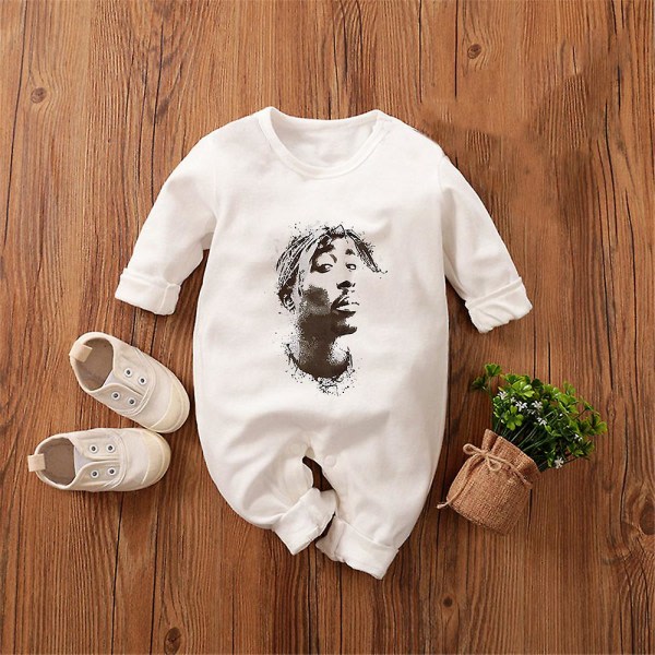 Tib Amerikansk rappare Tupac 2pac Hip Hop Baby Boy Girl Kläder Fashion Trend 2023 Body Nyfödd Vår Hem Baby Rock Onesies WCLTY-162 24M
