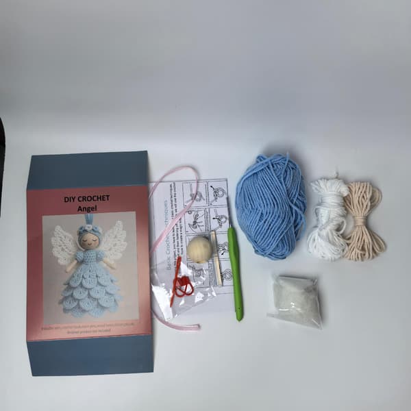 DIY Hæklet Engel Ornament Håndværkssæt til Jule- og Helligdagsdekoration Blue
