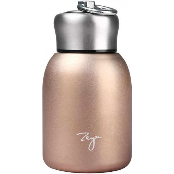 Portable Small Vacuum Cup Thermos Bottle, Stainless Steel Matte Insulated Water Bottle Sports Water Bottle 300ML (Rose Gold)