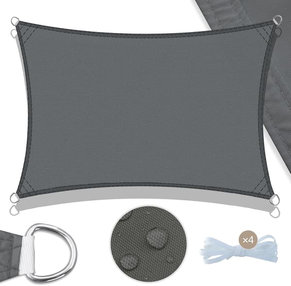 Rectangular Sun Shade Sail 2x3m Waterproof Sun Protection 95% UV Protection for Garden Patio Terrace Camping - Anthracite