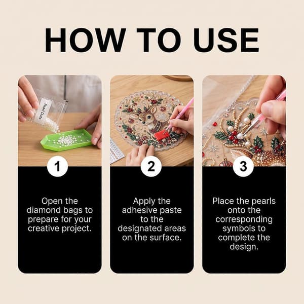 Juleperle Diamantkunst Hengende Pyntesett, DIY Spesialformet Perle Diamantmaling Solfanger, Juleveggdekorasjon til Jul E(20cm)