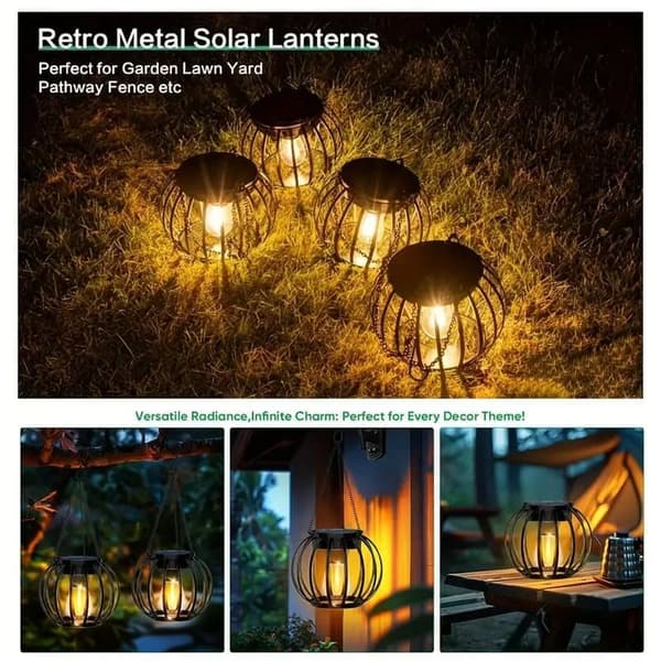 Solcellelamper Udendørs 1/2/4-pak, Hængende Dekorative LED-lamper Vandtæt IP65_TF_TF Sort Svart 4st