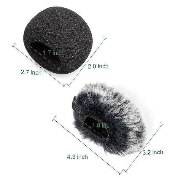2 st Mikrofon Vindskydd, Vindruta Muff Vindskydd + Skum Mikrofon Vindskydd för Zoom H1 H1N Mic
