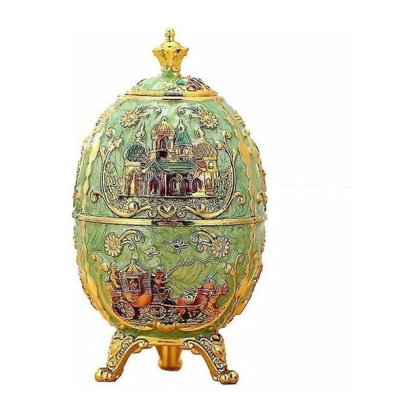 Fabergé-egg, keiserlige Fabergé-egg Fabergé-egg påskeegg håndmalt emalje Fabergé-egg eske tannpirkeske (septer rød slott), 7*7*15cm