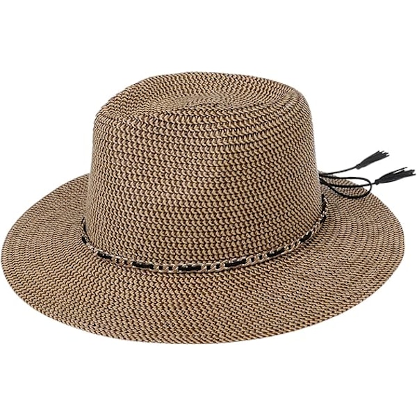 Sommer Stråhat, Bredskygget Sammenfoldelig Dame & Herre, One Size, Strandhat{ee] A coffee + khaki