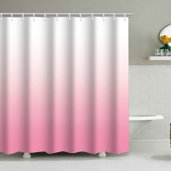 Gradient lyserødt badeforhæng, med 12 plastikkroge 180*180cm