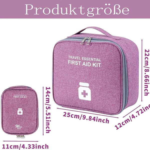 2-delt medisinpose, medisinpose, reisekit, førstehjelpspose, tom, stor