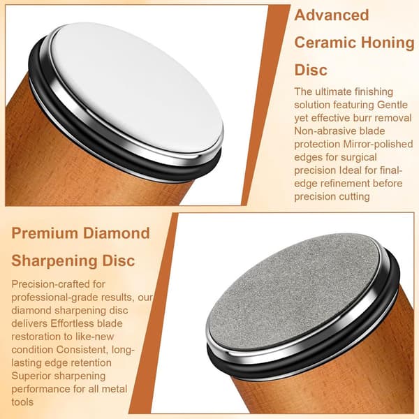 Knife Sharpener with Rollers, with Industrial Diamond at 12, 15, 17, 19 & 22 Degrees for Knife Sharpening, Knife Sharpening System with Rollers brown brown