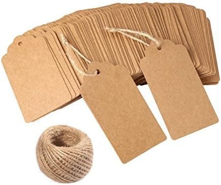Gavemerker, 200 stk kraftpapir bryllupsgaver, brune resirkulerte