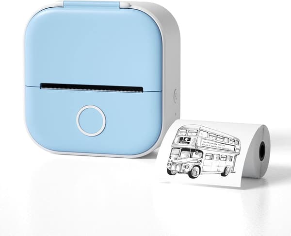 Bluetooth Håndholdt Mini Klistermærkeprinter Bærbar Blækfri Printerenhed Til Børn Og Voksne Blå